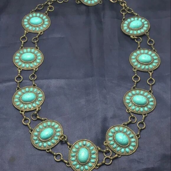 Tribal Turquoise Belly Chain: Handmade Kuchi Dance Belt main image 13